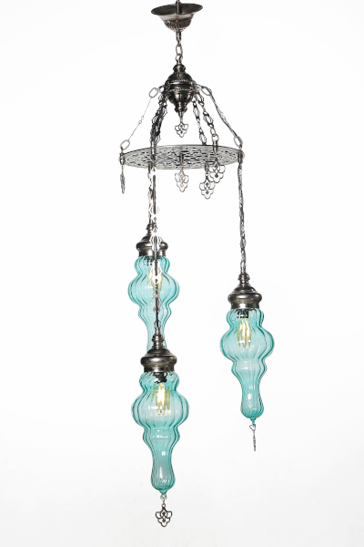 Design Chandelier with 3 Custom Pyrex Glasses